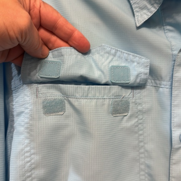 Habit Fishing Shirt Men Size Large Blue UPF Button Short Sleeve Vented Outdoor - Picture 4 of 6